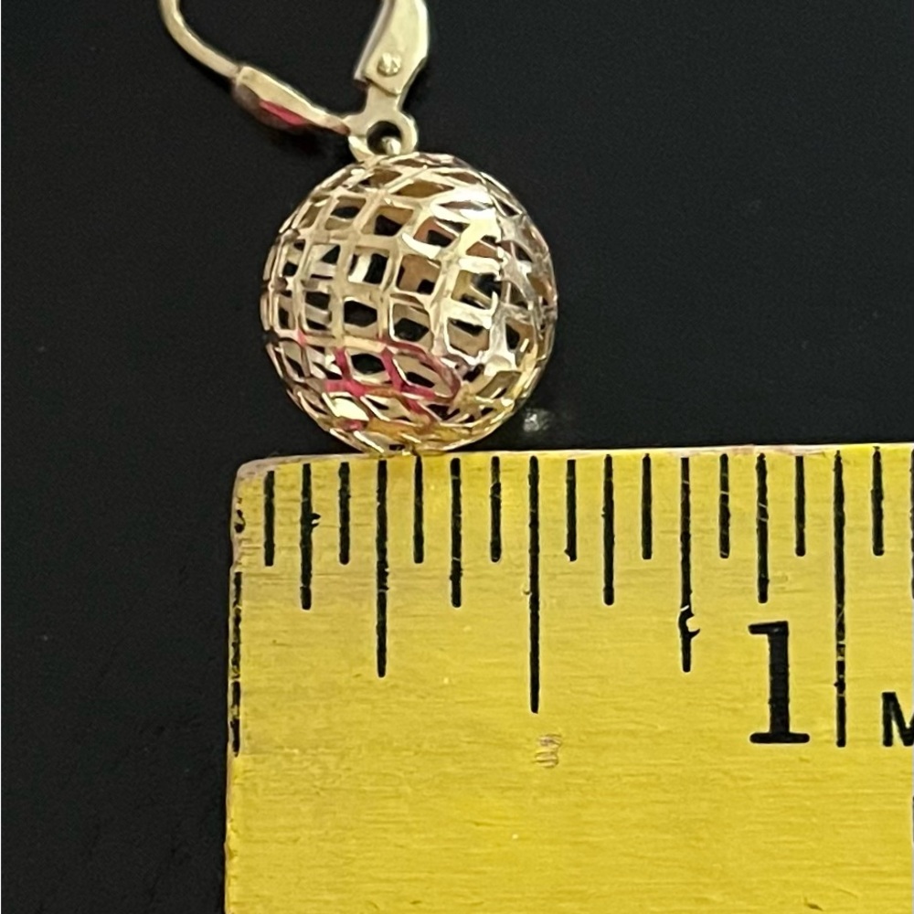 Stunning Solid 14K Gold Diamond Cut Sparkly Ball Drop Earrings! - Picture 9 of 16